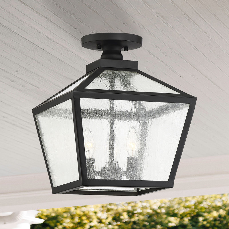 Birch Lane™ Ricardo Black 3 -Bulb Outdoor Semi Flush Mount